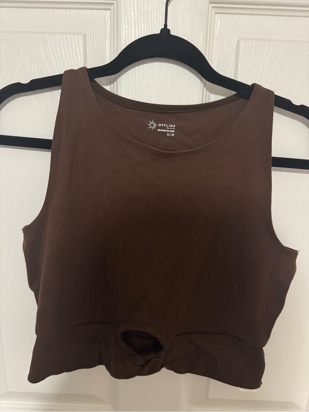aerie Chocolate Brown Knot-Front Crop Tank